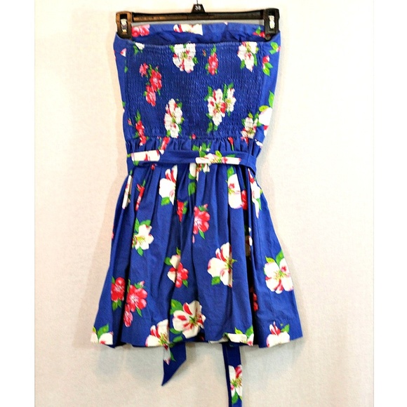 Hollister blue tropical floral strapless dress S - Picture 2 of 8